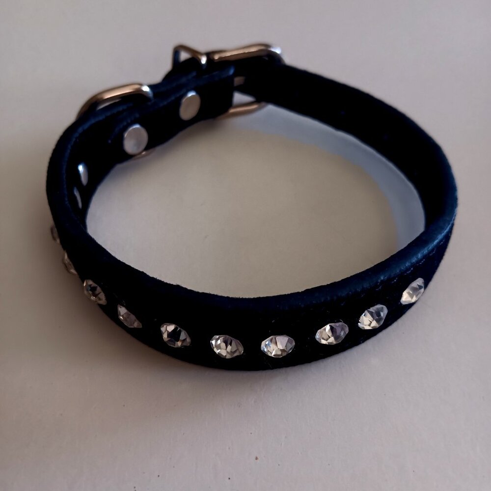 Fancy Pet Black Velvet Rhinestone Velvet Collar